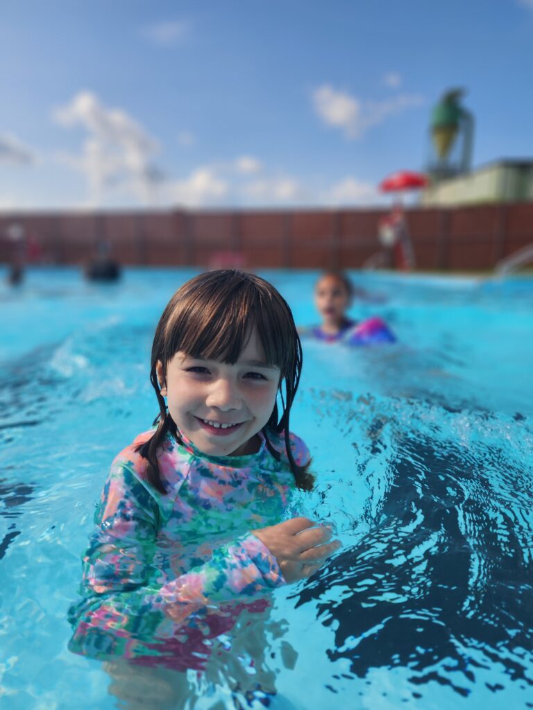 Swimming at the Trempealeau Pool, in Trempealeau, Wisconsin