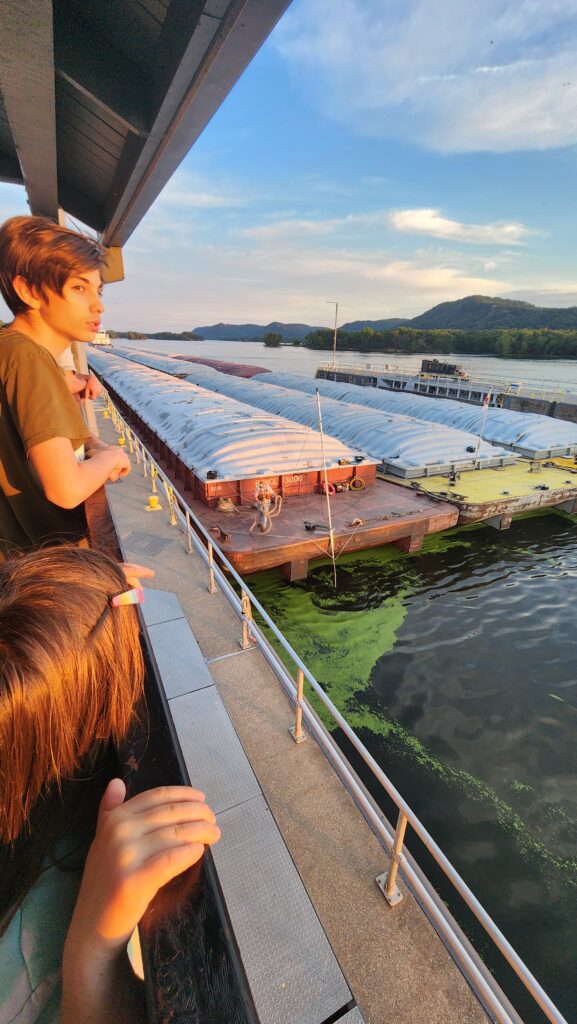 Barge at Lock & Dam 6 on the Mississippi River in Trempealeau, Wisconsin