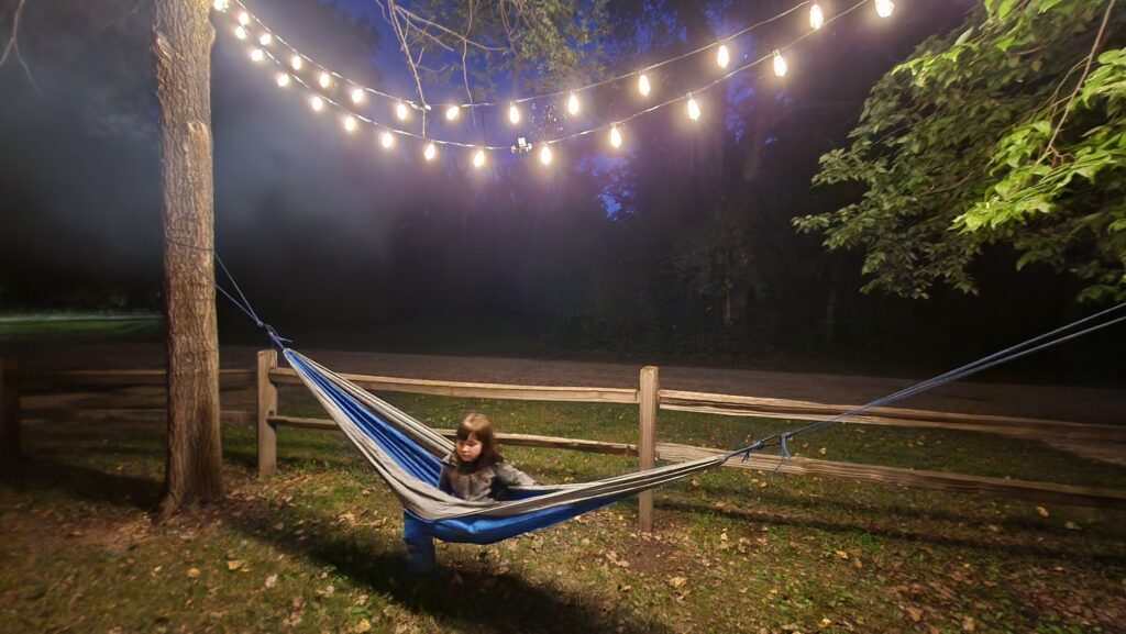 Hammock at Seasonal Site at Lake Road Campground in Trempealeau, Wisconsin