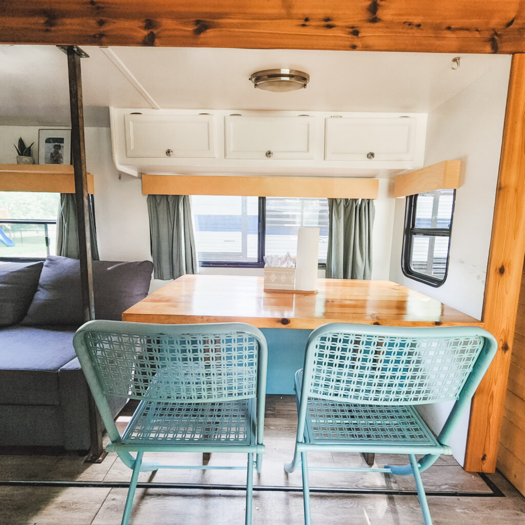 Camper Interior, camping at Lake Road Campgroud in Trempealeau, Wisconsin